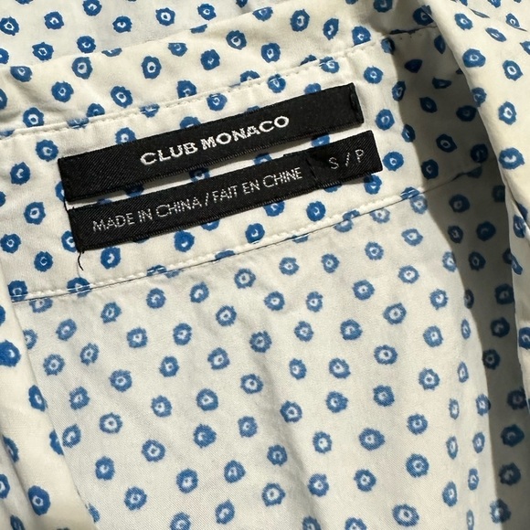 Club Monaco Short-Sleeve Button Down Shirt in Tiny Blue Flower Prints - Picture 6 of 6